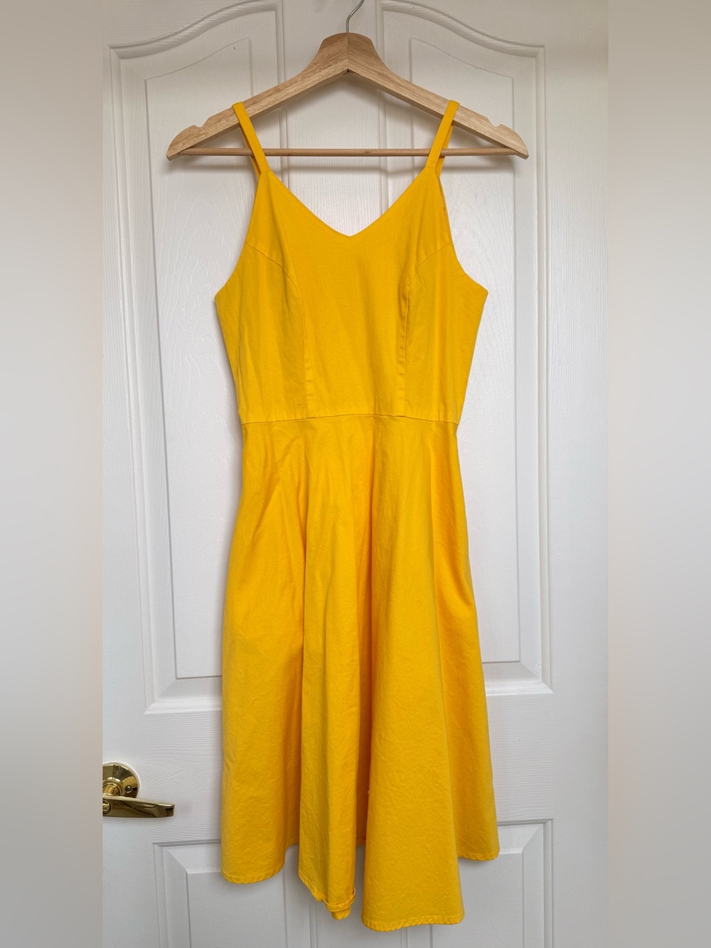 Yellow V-Neck Sundress with Pockets